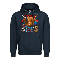 Navy oh my stars 4th of july shaggy cow Zipper Hoodie - Jasminsmagicworld