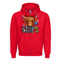 Red oh my stars 4th of july shaggy cow Zipper Hoodie - Jasminsmagicworld