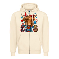 Sandshell oh my stars 4th of july shaggy cow Zipper Hoodie - Jasminsmagicworld