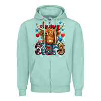 Seafoam oh my stars 4th of july shaggy cow Zipper Hoodie - Jasminsmagicworld