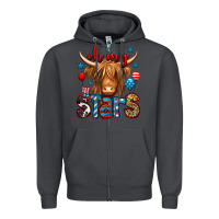 Smoke oh my stars 4th of july shaggy cow Zipper Hoodie - Jasminsmagicworld