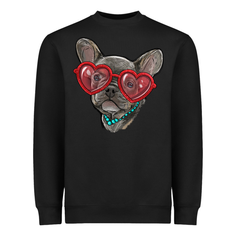 French Bulldog With Love Glasses Heavyweight Sweatshirt by RanaPortraitStore | Teevron