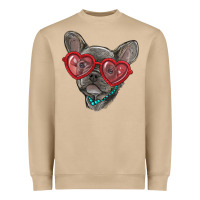 Mushroom french bulldog with love glasses Heavyweight Sweatshirt - RanaPortraitStore
