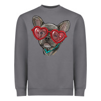 Storm french bulldog with love glasses Heavyweight Sweatshirt - RanaPortraitStore