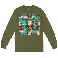 Army Green charolais cow seamless pattern Long Sleeve Tee - HRA Design Shop
