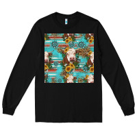 Black charolais cow seamless pattern Long Sleeve Tee - HRA Design Shop