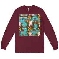Charolais Cow Seamless Pattern Long Sleeve Tee | Teevron