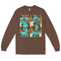 Chestnut charolais cow seamless pattern Long Sleeve Tee - HRA Design Shop