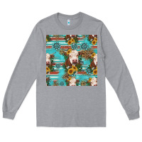 Heather Grey charolais cow seamless pattern Long Sleeve Tee - HRA Design Shop
