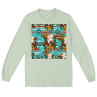 Matcha charolais cow seamless pattern Long Sleeve Tee - HRA Design Shop