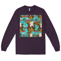 Plum charolais cow seamless pattern Long Sleeve Tee - HRA Design Shop