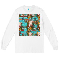 White charolais cow seamless pattern Long Sleeve Tee - HRA Design Shop