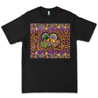 Black mardi gras fleur de lis hearts leopard glitter Premium Tee - Artiststas