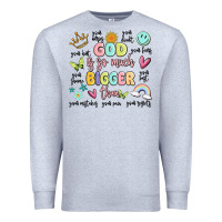 Heather Grey god is so much bigger than malia Premium Sweatshirt - MaliasSmallBusiness