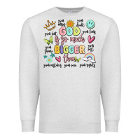 Oatmeal Heather god is so much bigger than malia Premium Sweatshirt - MaliasSmallBusiness