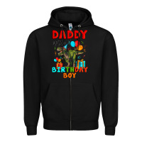 Black daddy of the birthday boy t rex Zipper Hoodie - Artiststas