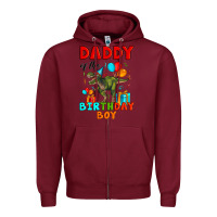 Burgundy daddy of the birthday boy t rex Zipper Hoodie - Artiststas