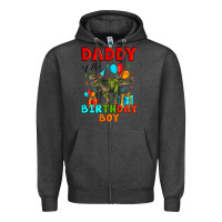 Charcoal Heather daddy of the birthday boy t rex Zipper Hoodie - Artiststas