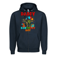 Navy daddy of the birthday boy t rex Zipper Hoodie - Artiststas