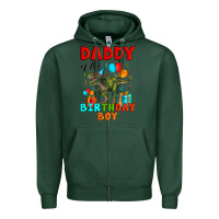 Sports Green daddy of the birthday boy t rex Zipper Hoodie - Artiststas