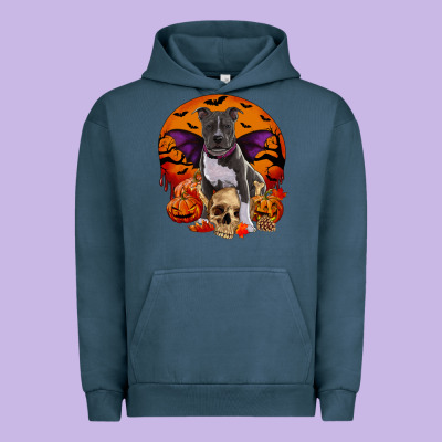 Halloween Pitbull Dog Urban Hoodie Designed By Ranaportraitstore