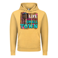 Vintage Mustard life is better in a small town Vintage Hoodie - texasbilliewilder
