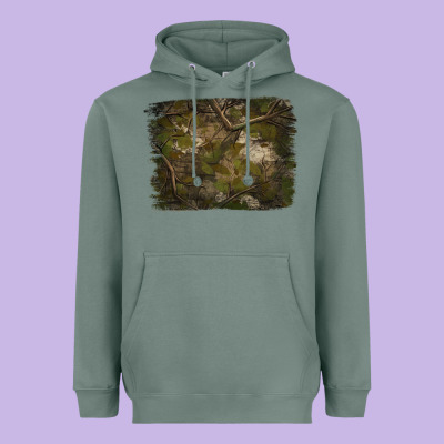 Green Hunter Camouflage Pattern Brushstroke Heavyweight Hoodie Designed By Jasminsmagicworld