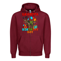 Burgundy grandpa of the birthday boy t rex Zipper Hoodie - Artiststas