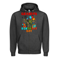 Charcoal Heather grandpa of the birthday boy t rex Zipper Hoodie - Artiststas