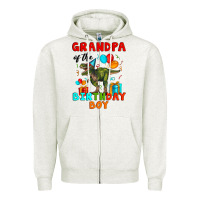 Oatmeal Heather grandpa of the birthday boy t rex Zipper Hoodie - Artiststas
