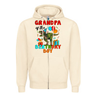 Sandshell grandpa of the birthday boy t rex Zipper Hoodie - Artiststas