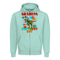 Seafoam grandpa of the birthday boy t rex Zipper Hoodie - Artiststas