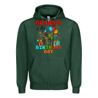 Grandpa Of The Birthday Boy T Rex Zipper Hoodie | Teevron