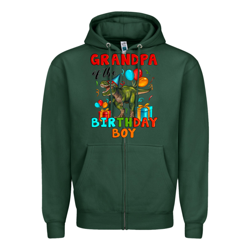 Grandpa Of The Birthday Boy T Rex Zipper Hoodie by Artiststas | Teevron