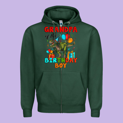 Grandpa Of The Birthday Boy T Rex Zipper Hoodie Designed By Artiststas