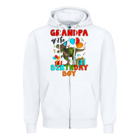 White grandpa of the birthday boy t rex Zipper Hoodie - Artiststas
