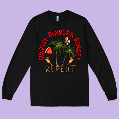 Sunrise Sunburn Sunnset Repeat Long Sleeve Tee Designed By Cowhidedigitalart