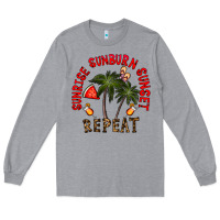 Heather Grey sunrise sunburn sunnset repeat Long Sleeve Tee - CowhideDigitalArt
