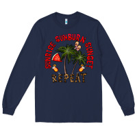 Navy sunrise sunburn sunnset repeat Long Sleeve Tee - CowhideDigitalArt