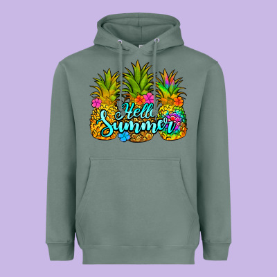 Hello Summer Pineapple Heavyweight Hoodie Designed By Jasminsmagicworld