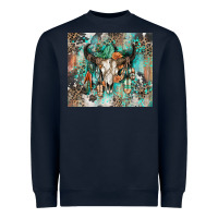 Navy cowhide bull skull Heavyweight Sweatshirt - Zillion Design Studio