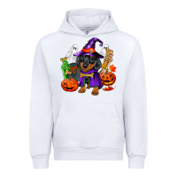 White Halloween dachshund puppy dog Urban Hoodie - RanaPortraitStore