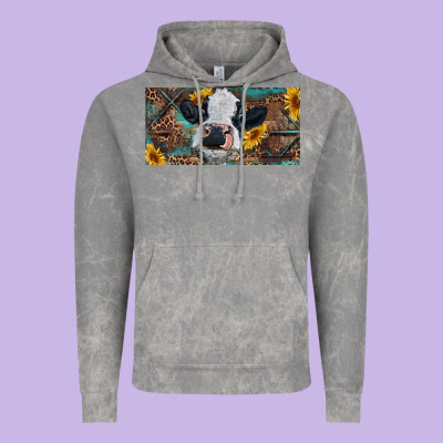 Vintage Hoodie Baby cow with sunflower and leopard