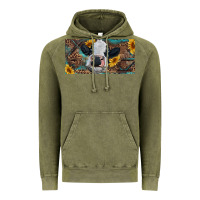 Vintage Olive Baby cow with sunflower and leopard Vintage Hoodie - RanaPortraitStore