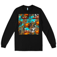 Black western sunset bison and sunflowers seamless pattern Long Sleeve Tee - HRA Design Shop