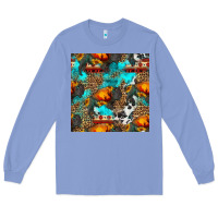 Colony Blue western sunset bison and sunflowers seamless pattern Long Sleeve Tee - HRA Design Shop