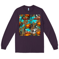 Plum western sunset bison and sunflowers seamless pattern Long Sleeve Tee - HRA Design Shop