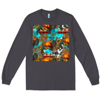 Smoke western sunset bison and sunflowers seamless pattern Long Sleeve Tee - HRA Design Shop