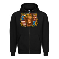 Black 4th of july shaggy cow Zipper Hoodie - Jasminsmagicworld