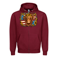Burgundy 4th of july shaggy cow Zipper Hoodie - Jasminsmagicworld